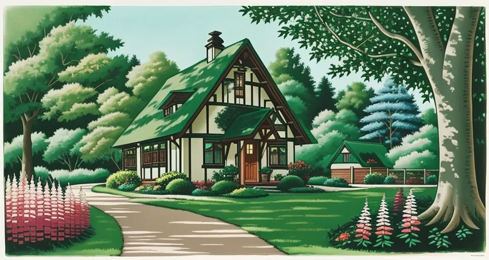 cottage in the woods clipart image