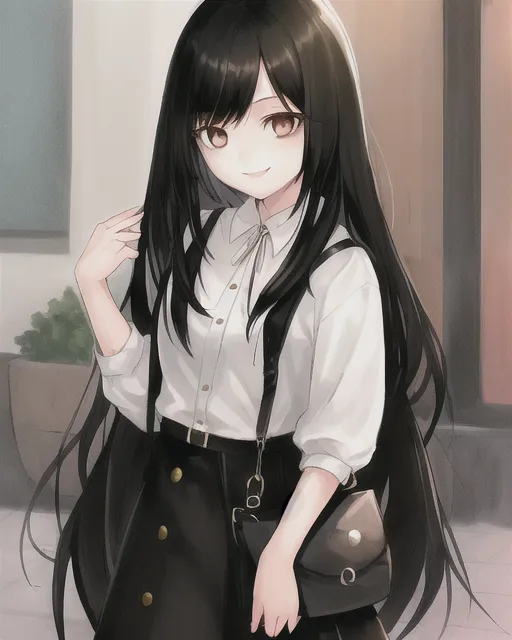 Girl long black hair dark brown - Free AI Photo Generator - starryai