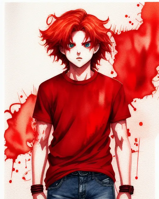 Anime boy, red