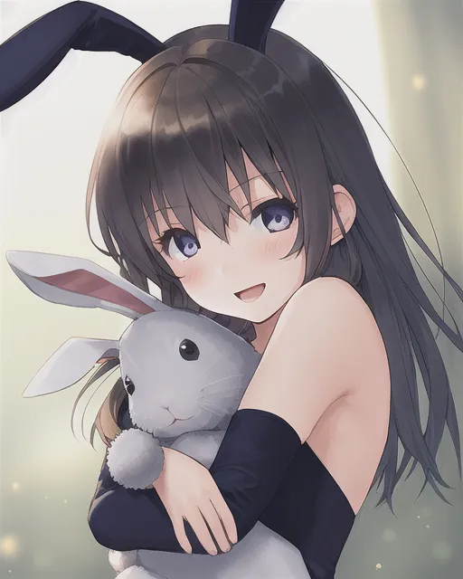 Garota abraçando um coelho de pelúcia 🐰