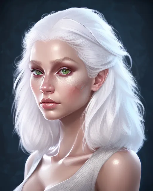 white hair girl art