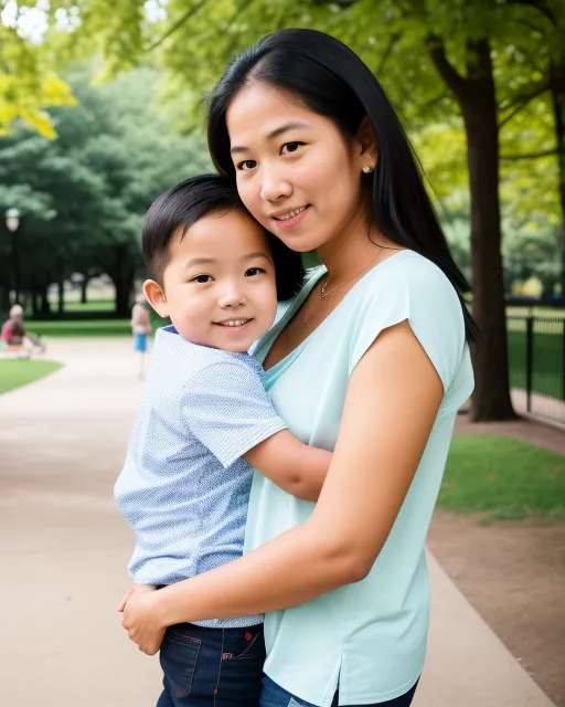 Mother at park child - Free AI Photo Generator - starryai