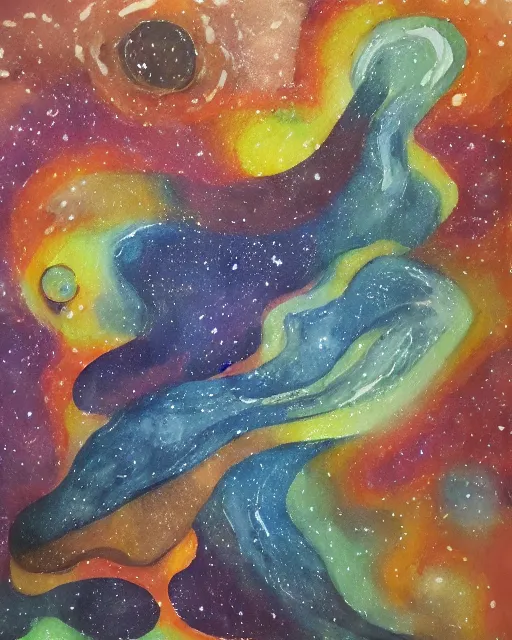 Andromeda, oil on canvas, acrylic on canvas, watercolor, watercolor & pen