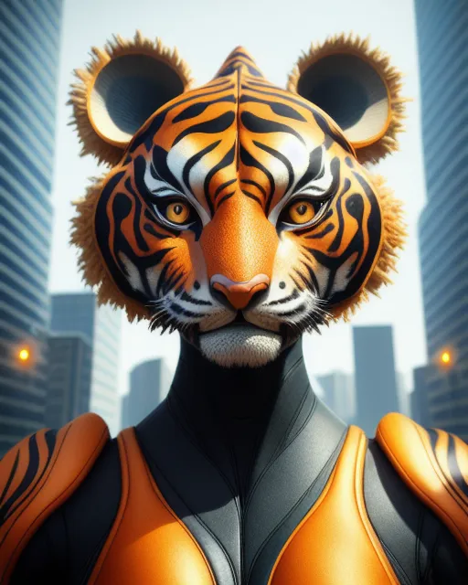 Anthropomorphic Alien Tiger Girl, - Free AI Photo Generator - starryai