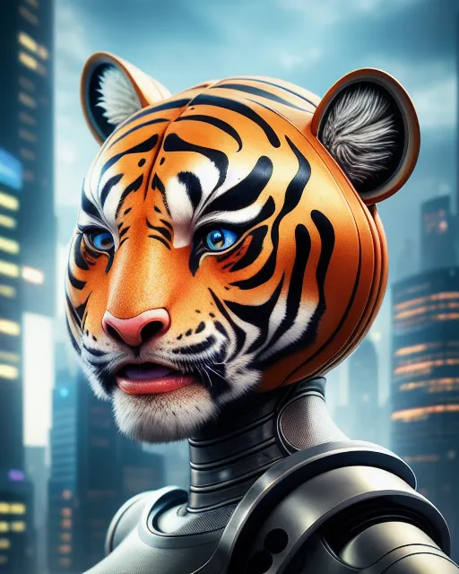 Anthropomorphic Alien Tiger Girl, - Free AI Photo Generator - starryai