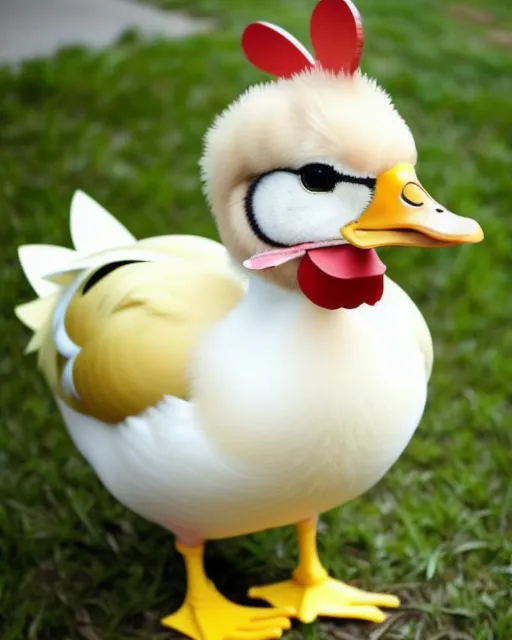 Duck in a chicken costume 