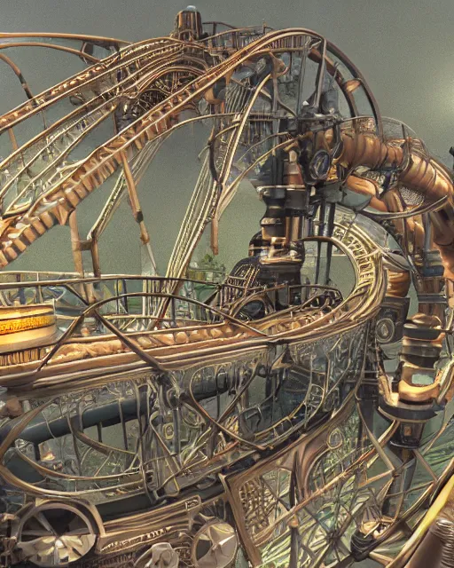 Steampunk rollercoaster AI Photo Generator starryai