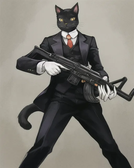 A Very Dapper Cat with an AK-47