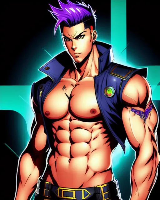 A handsome muscular anime Boy