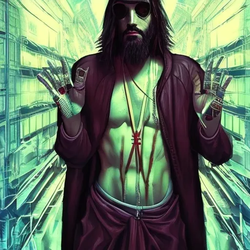 Jesus Hacker Jesus Christ cyberpunk - Free AI Photo Generator - starryai