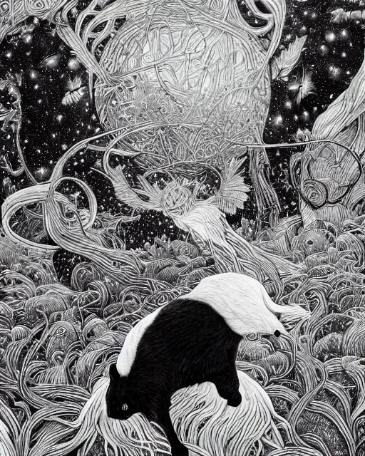 psychedelic art black and white animals