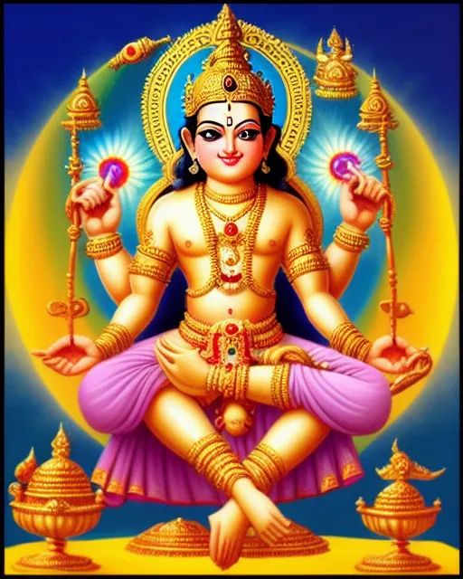 Lord Narayana saving mankind creating - AI Photo Generator - starryai