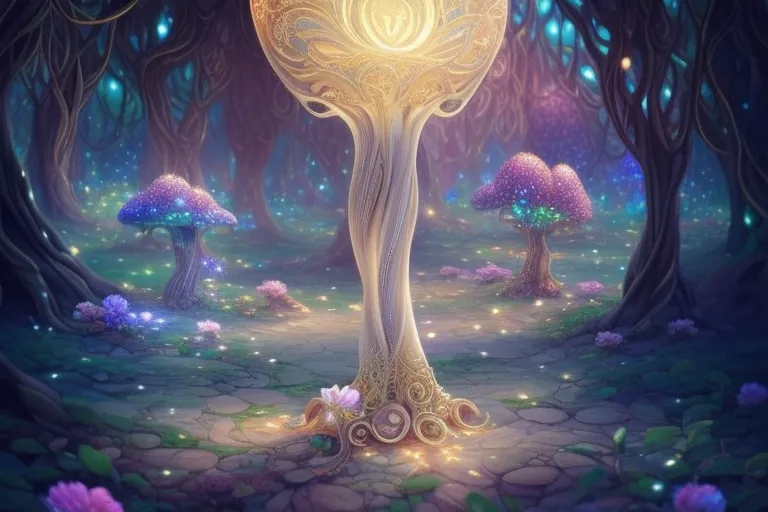 Beautiful Glowing Mushroom Tree - Free AI Photo Generator - starryai