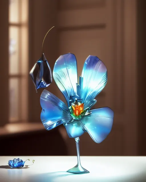 a glass flower made of glass, Romanticism, Greg Rutkowski, 8k resolution