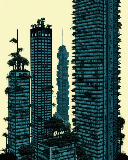 Overgrown Skyscrapers Cityscape by Laurie Greasley