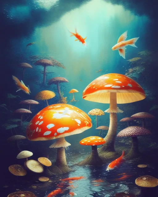Forest Mushrooms - Free AI Photo Generator - starryai