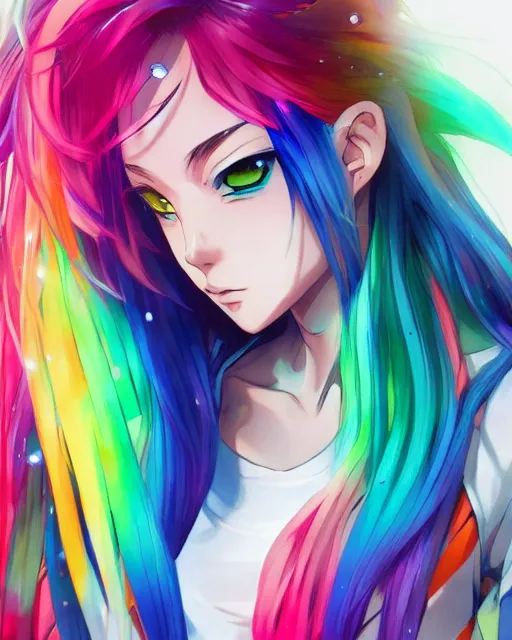 Original, Pretty, Anime, Rainbow Hair, Sad, Manga, bonito, Gorgeous, Sweet,  Awesome, HD wallpaper | Peakpx