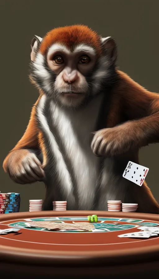 Gánster monkey and tiger play poker game, digital painting,  digital illustration,  extreme detail,  digital art,  4k,  ultra hd