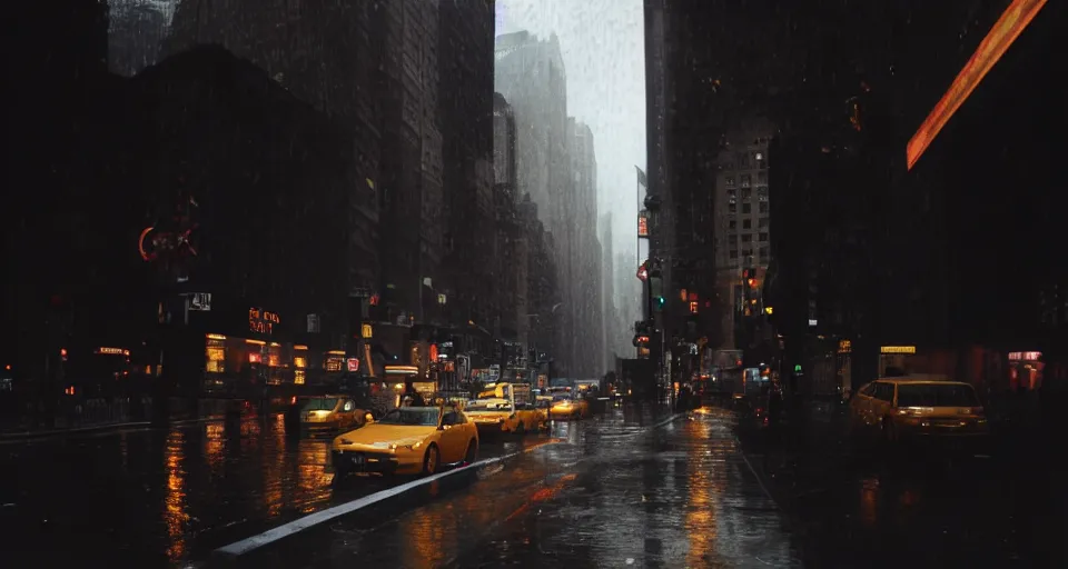 A New York Street on a Rainy Day - Free AI Photo Generator - starryai