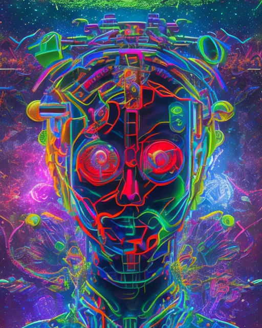 Neon cyborg diety of psychedelics and war