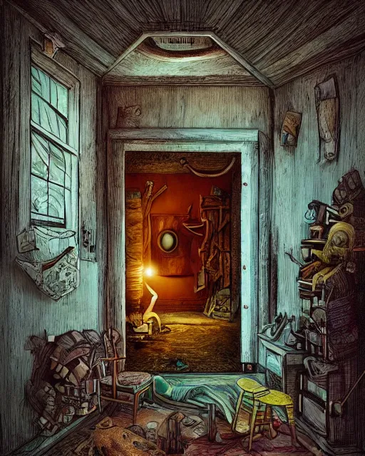 Secret room monster, room interior - AI Photo Generator - starryai