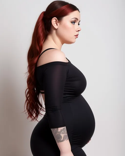 chubby, heavily pregnant, horns, - AI Photo Generator - starryai