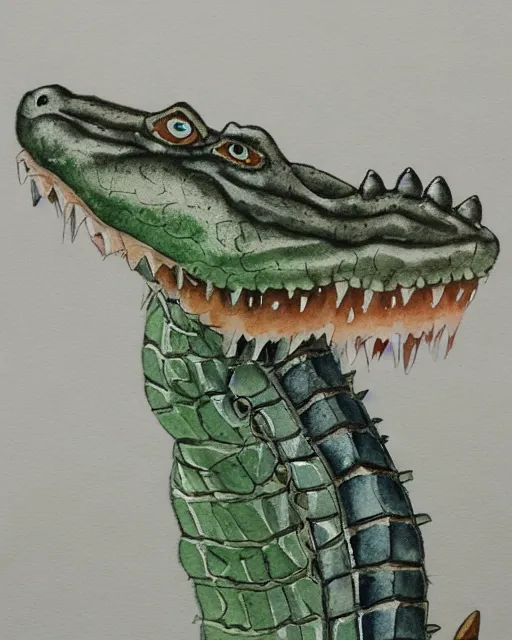 , chinese watercolor crocodile - AI Photo Generator - starryai