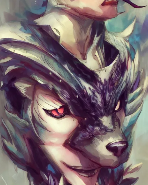 Beautiful Anime Painting of a Wolf · Creative Fabrica