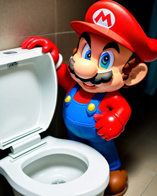 Super Mario fixing a toilet