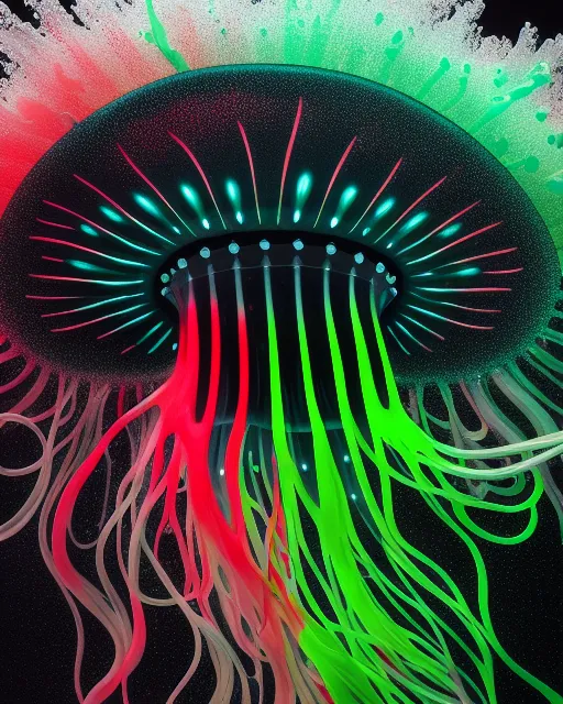 Bioluminescent Jellyfish, Paint - Free AI Photo Generator - starryai