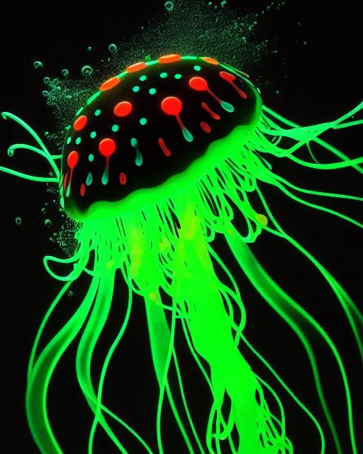 Bioluminescent Jellyfish, Paint - Free AI Photo Generator - starryai