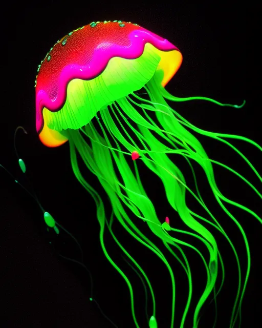 Bioluminescent Jellyfish, Paint - Free AI Photo Generator - starryai
