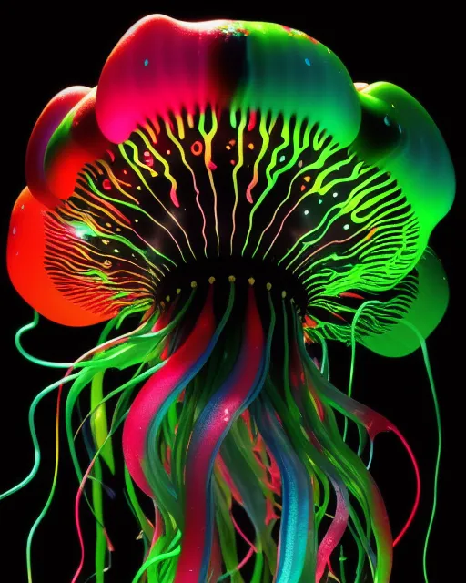 Bioluminescent Jellyfish, Paint - Free AI Photo Generator - starryai