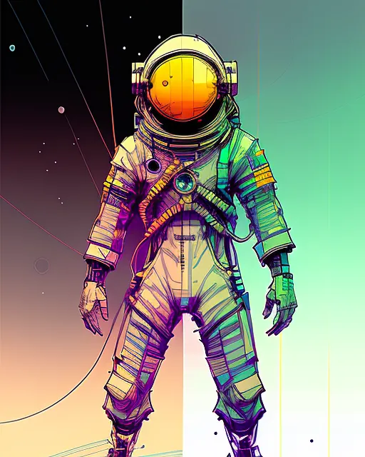 Astronaut looking at the rings of Saturn torn suit 