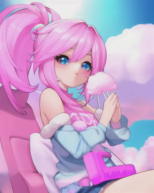 moodybrowneyes: A full body shot of cotton candy girl