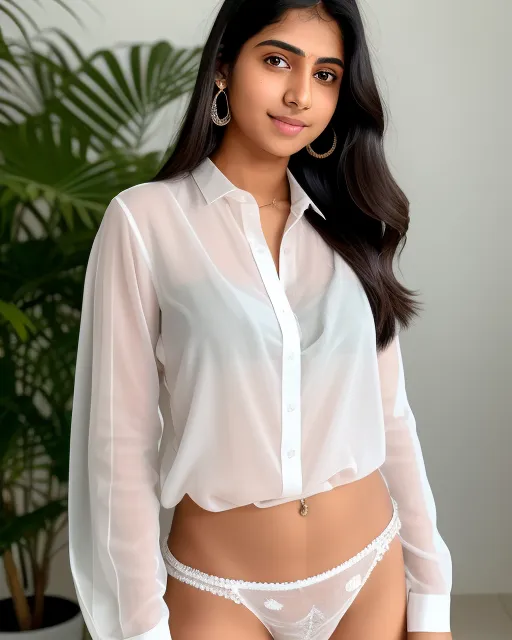 Indian girl transparent long white no - AI Photo Generator - starryai
