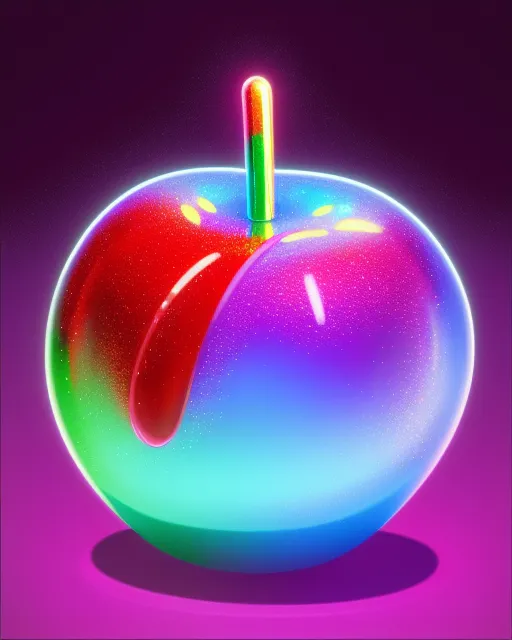 Holographic Candy Apple, realistic, shiny, colorful, , digital painting,  digital illustration,  extreme detail,  digital art,  4k,  ultra hd, concept art, holographic