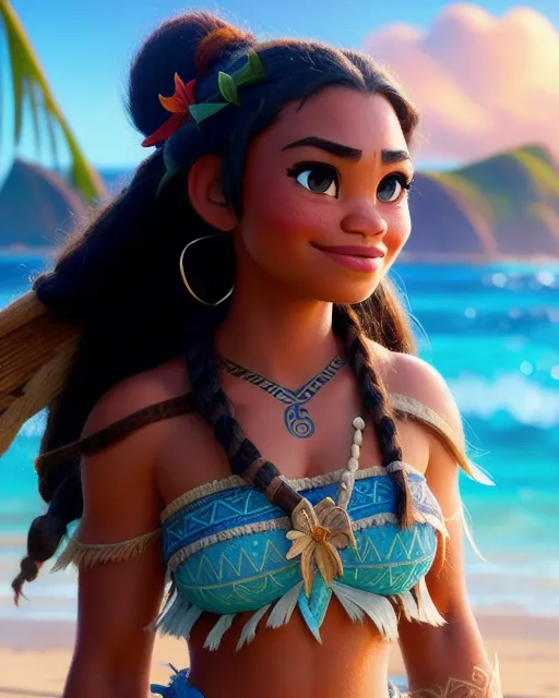 Moana & Maui (live action) - AI Photo Generator - starryai