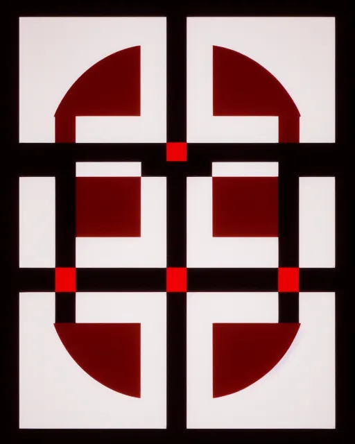 Black square’s white squares red circles intersecting