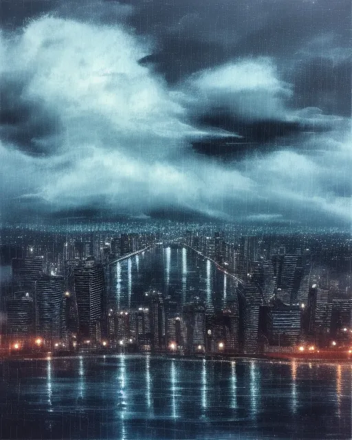Stormy night city - Free AI Photo Generator - starryai