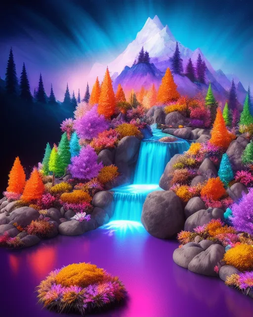 mystic mountain;Floral trail fire - Free AI Photo Generator - starryai