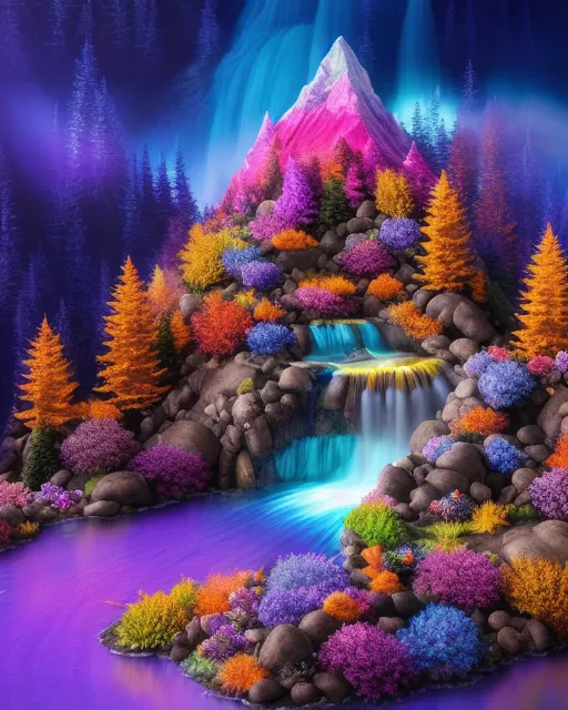 mystic mountain;Floral trail fire - Free AI Photo Generator - starryai