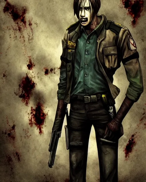 Kin Leon Zombie Leon S. Kennedy RPD zombie - Free AI Photo Generator - starryai