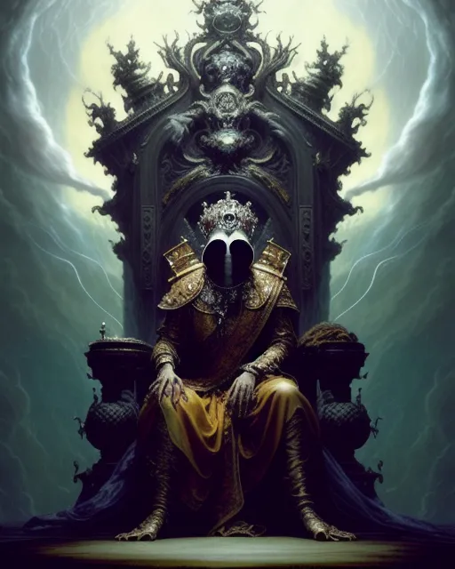 Premium AI Image  A dark fantasy art style image of a king sitting on a  throne.