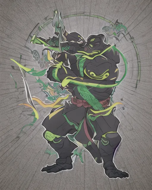 Tortoise as a ninja turtle black samurai gear. Human body but keeping tortoise features. Holding samurai sword