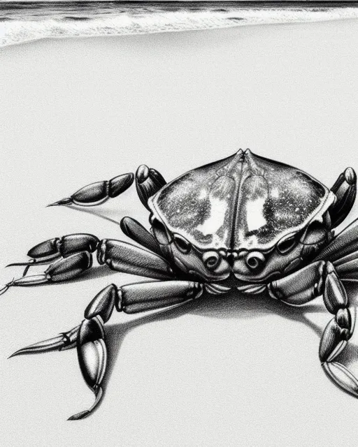 crab on beach drawing
