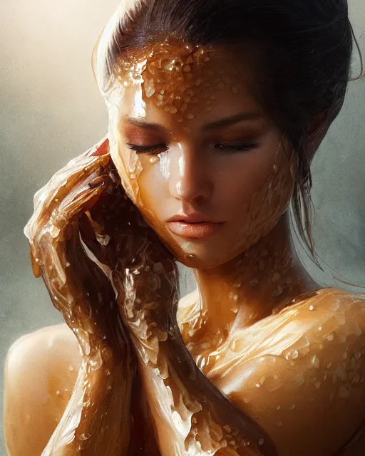 illustration a woman made honey, - Free AI Photo Generator - starryai