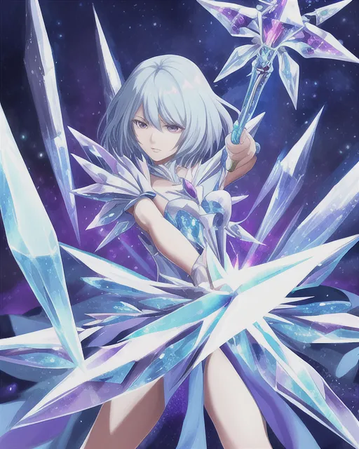 crystal magic staff wielder - Free AI Photo Generator - starryai