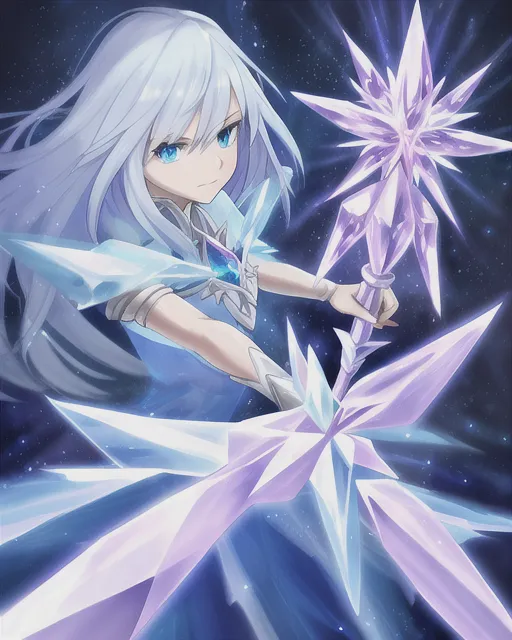 crystal magic staff wielder - Free AI Photo Generator - starryai