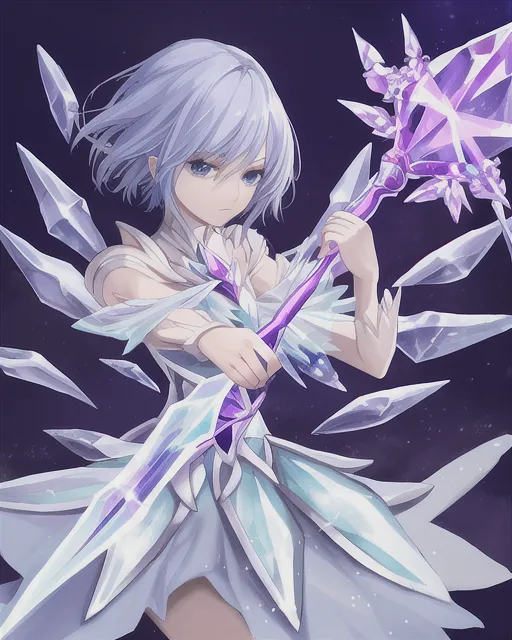 crystal magic staff wielder - Free AI Photo Generator - starryai